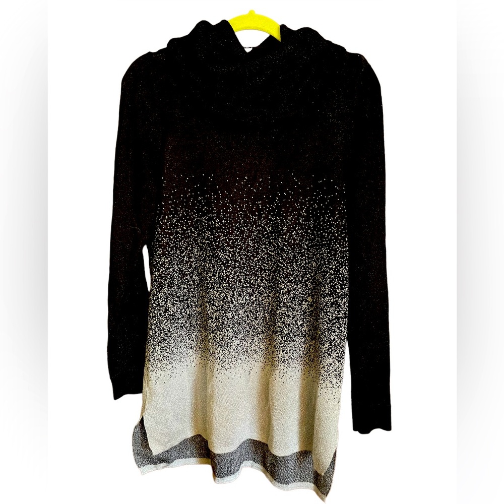 Apt 9 Women’s Black and Silver Crewneck Sweater with Attachable Cowneck Large